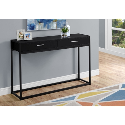 48" Console Table in Black & Black Metal